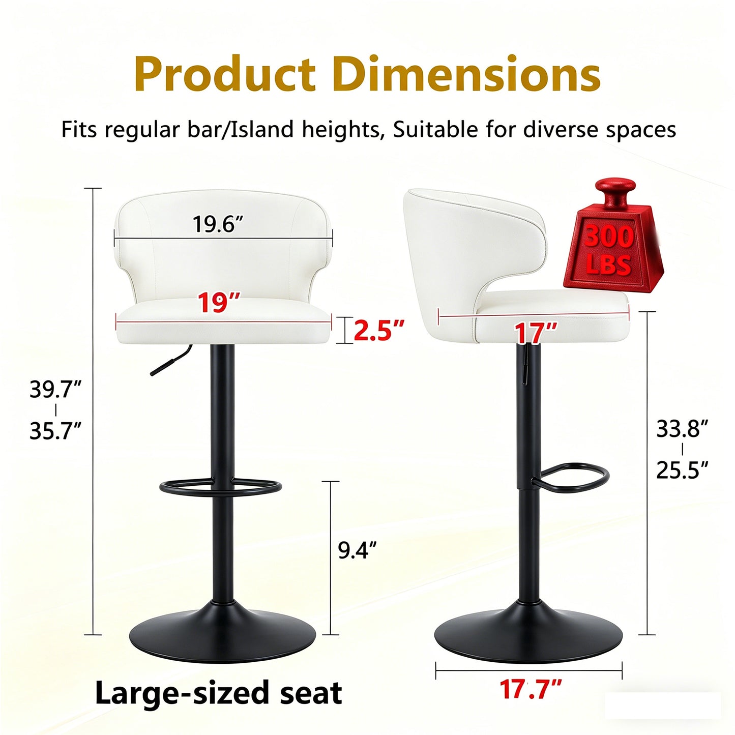 Modern Rotating Adjustable Bar Chair, PU Leather Belt Backrest Swivel
