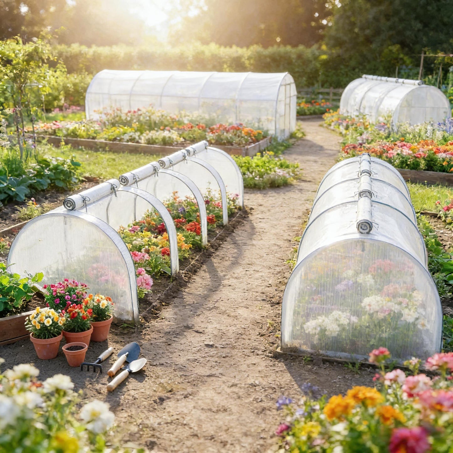 Portable Mini Greenhouse with Roll-Up Zipper Doors - Dark Green & White