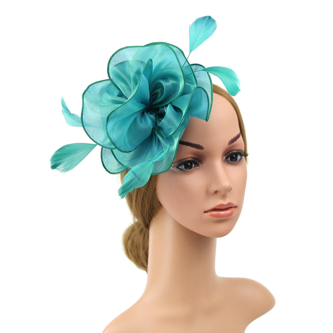 Organza Top Hat Headwear Feather Hair Band Unisex Costume Accessory