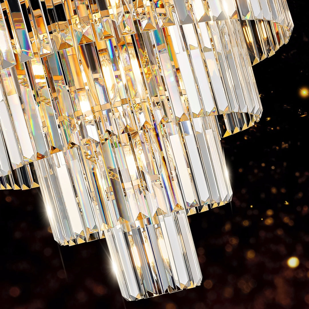 Modern Gold Crystal Chandelier Pendant Light - 23.6 Inch