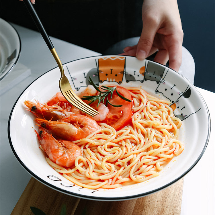 Japanese-Style Ceramic Noodle Soup Bowl with Trumpet Hat Design - 8 Inches