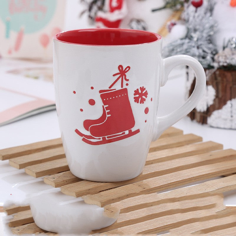 Christmas Cartoon Snowman Santa Ceramic Mug - Holiday Gift Drinkware