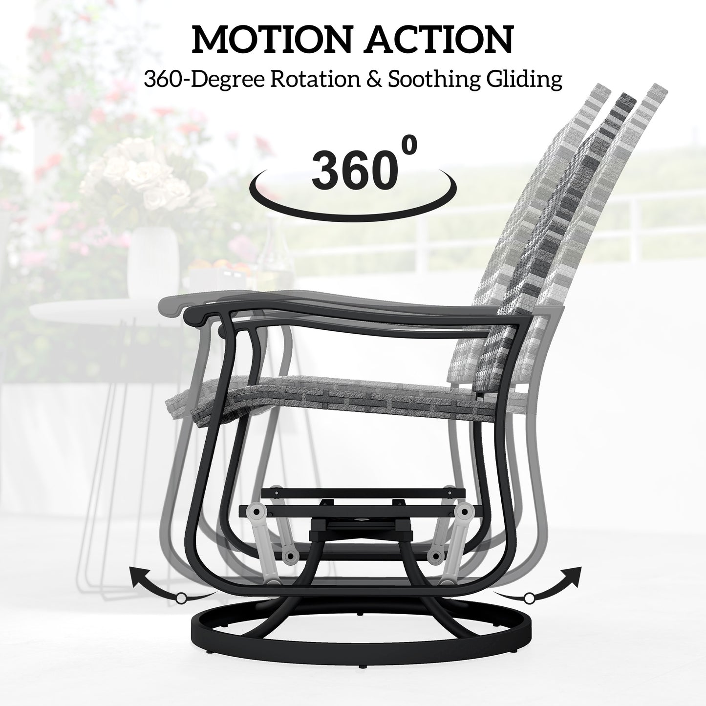 Wicker Rattan Outdoor Glider Chair Set of 2 - Gray
