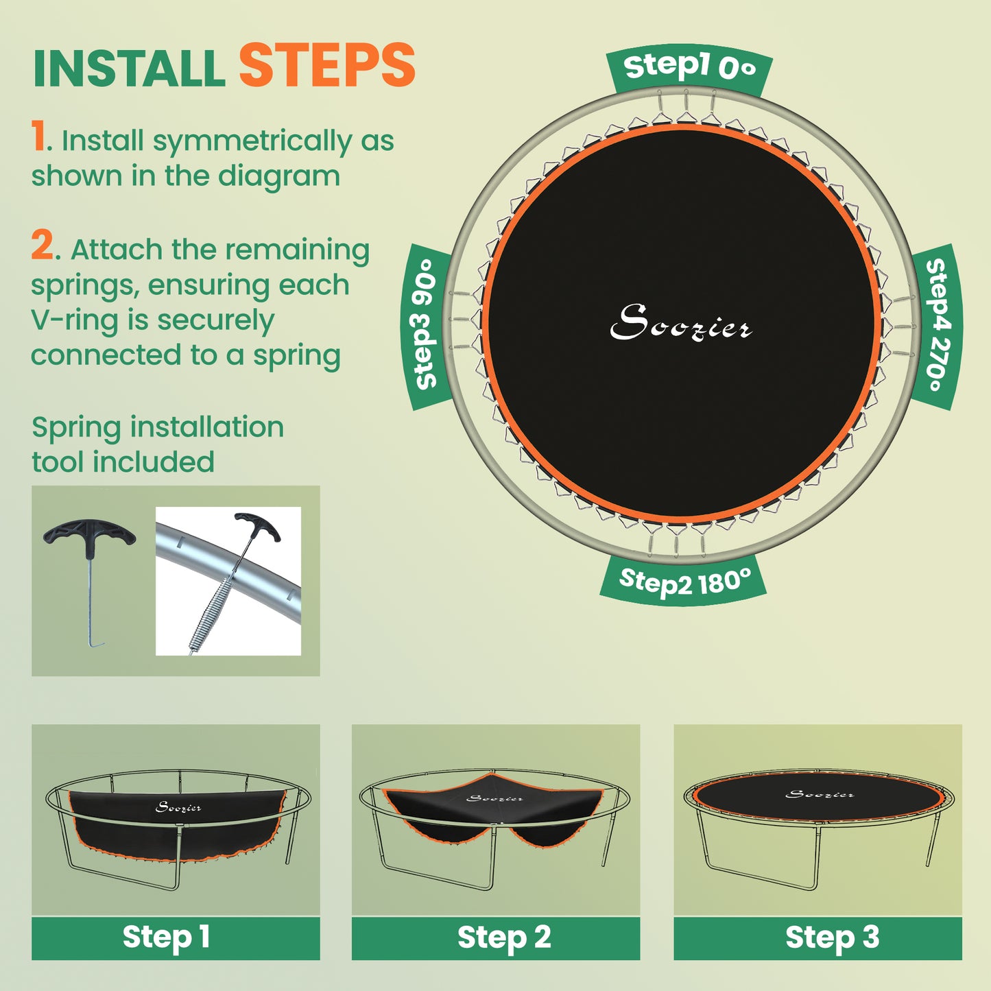 Trampoline Replacement Mat for 12' Frame - Orange, 72 V-Hooks