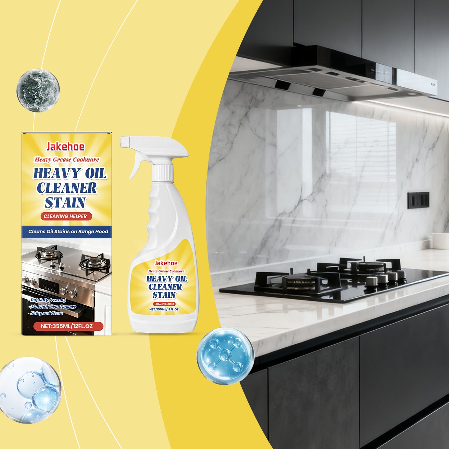 Heavy Oil Cleaning Agent - 355ml Kitchen Storage Cleaner