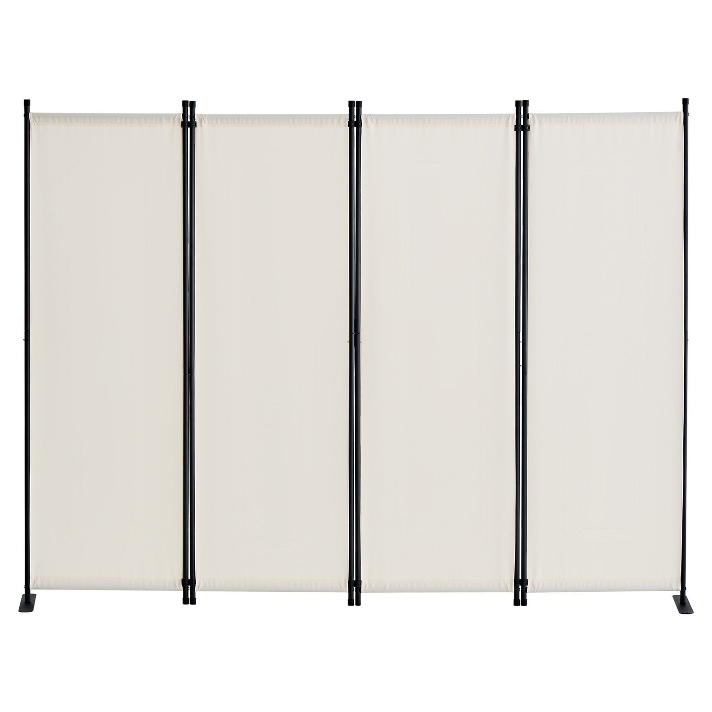 4-Panel Room Divider - Folding Fabric Privacy Screen, White