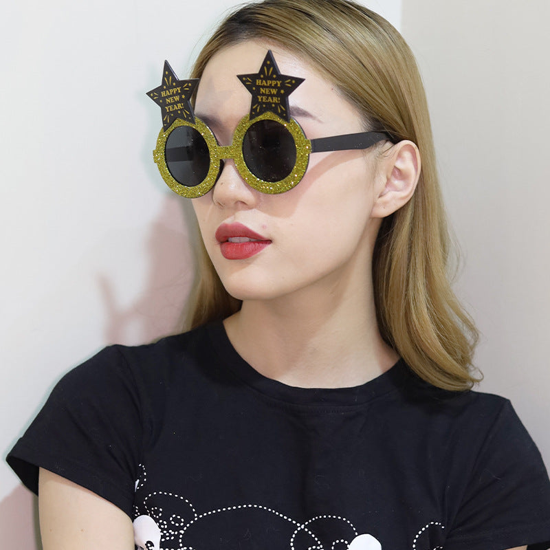 Funny New Year Party Glasses Supplies Photo Props Unisex Dress Up Accessories