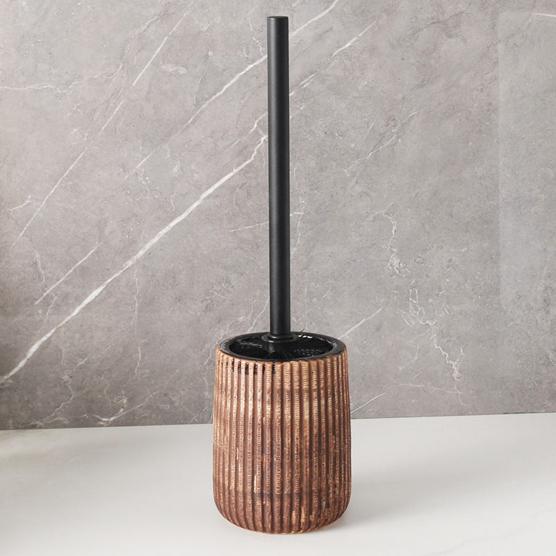 Removable Home Toilet Brush with Ceramic Holder - Light & Dark Colors