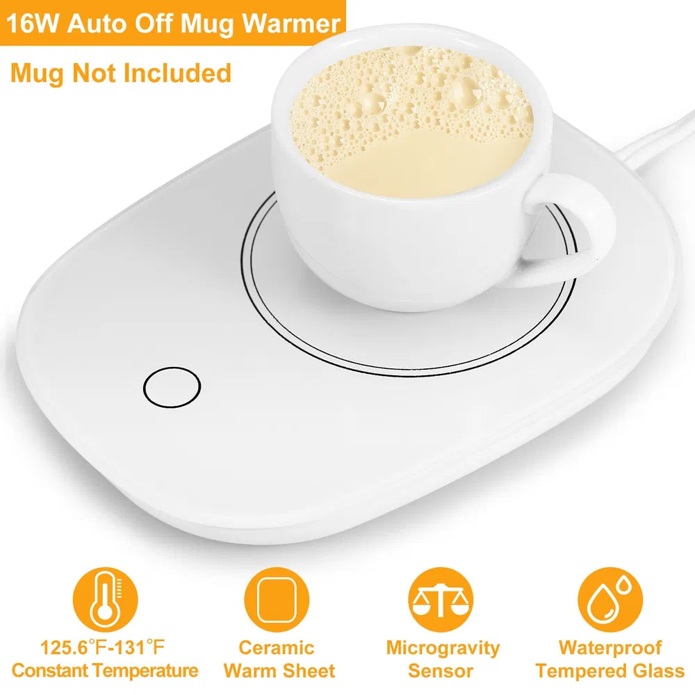 Electric Coffee Mug Warmer with Auto Shut Off - White
