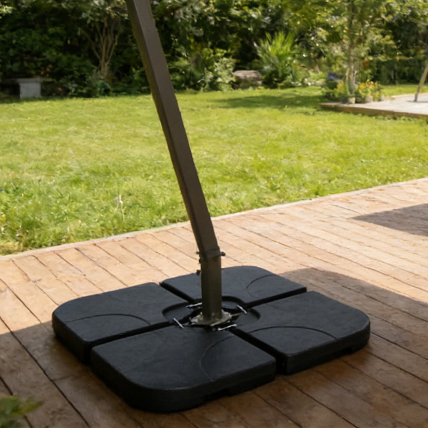 Heavy-Duty Offset Patio Umbrella Stand, Refillable Base With Water Or