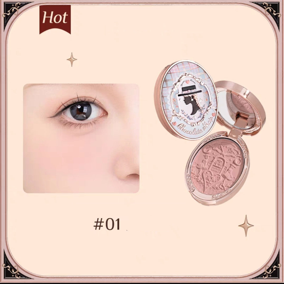 Chocolate Powder Blusher - Embossed Makeup with Multiple Styles
