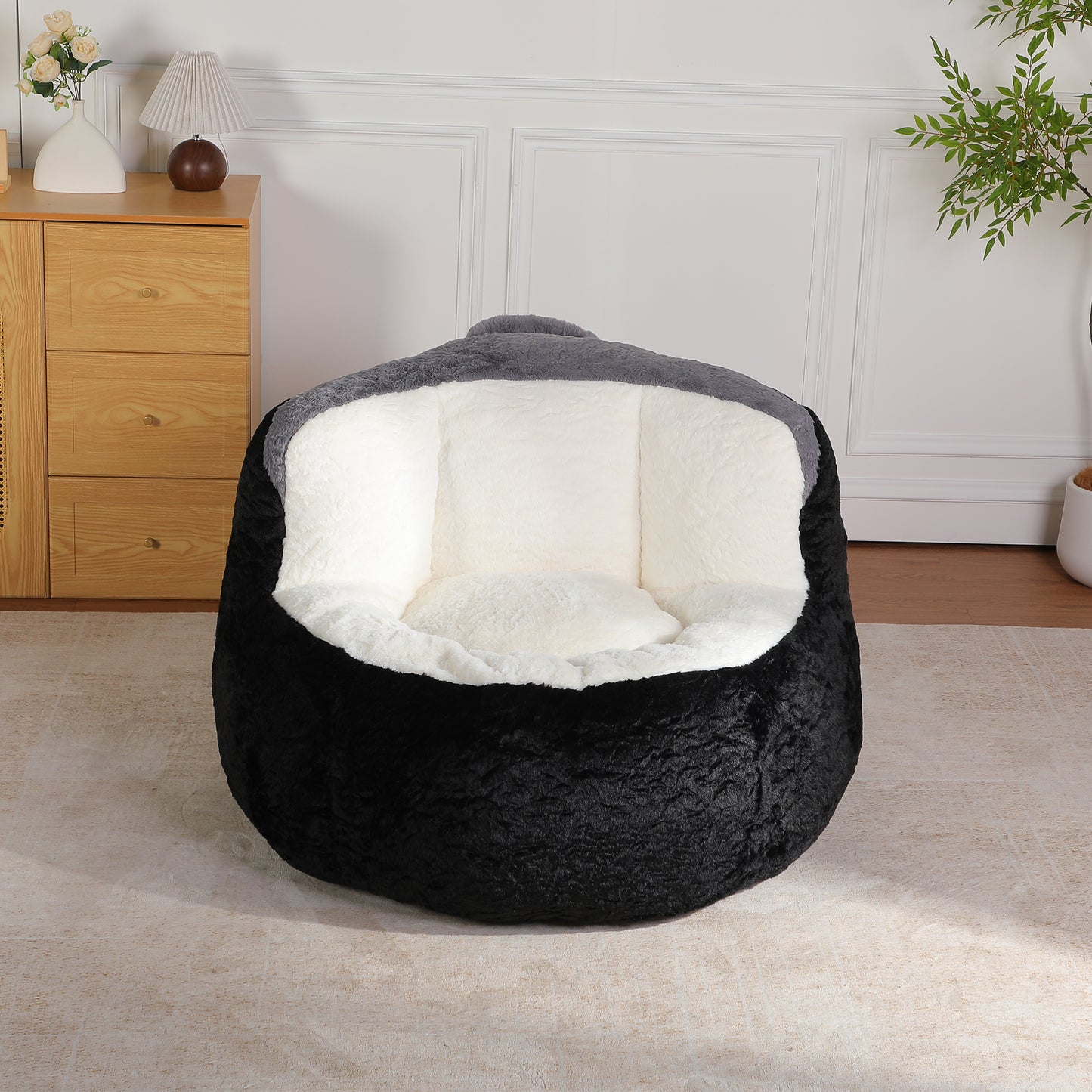 Oversized Multicolor Faux Fur Bean Bag Chair - Large Lounger
