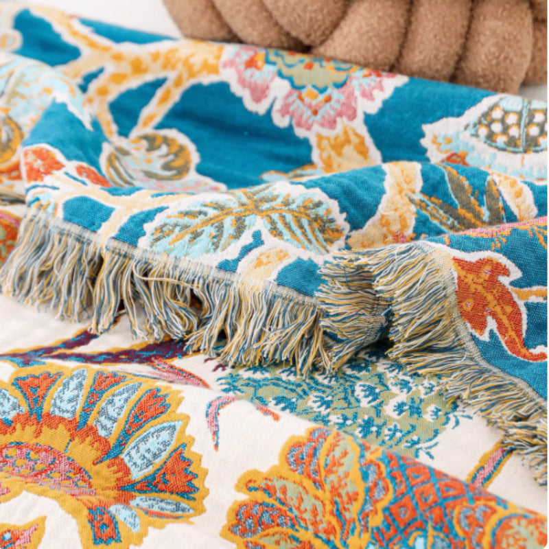 Cotton Woven Patch Towel Quilt with Tassels for Bedding - Multiple Sizes