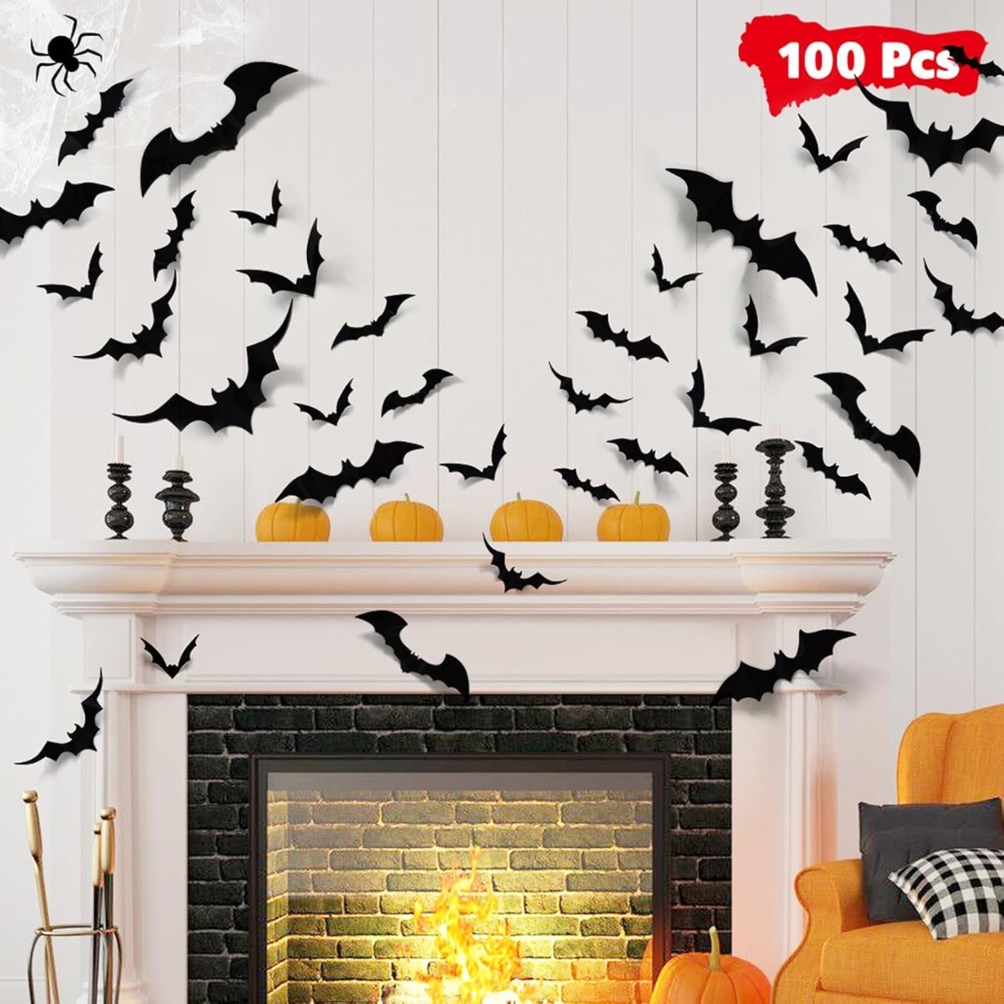 3D Black Bats Wall Stickers - Halloween Party Decorations