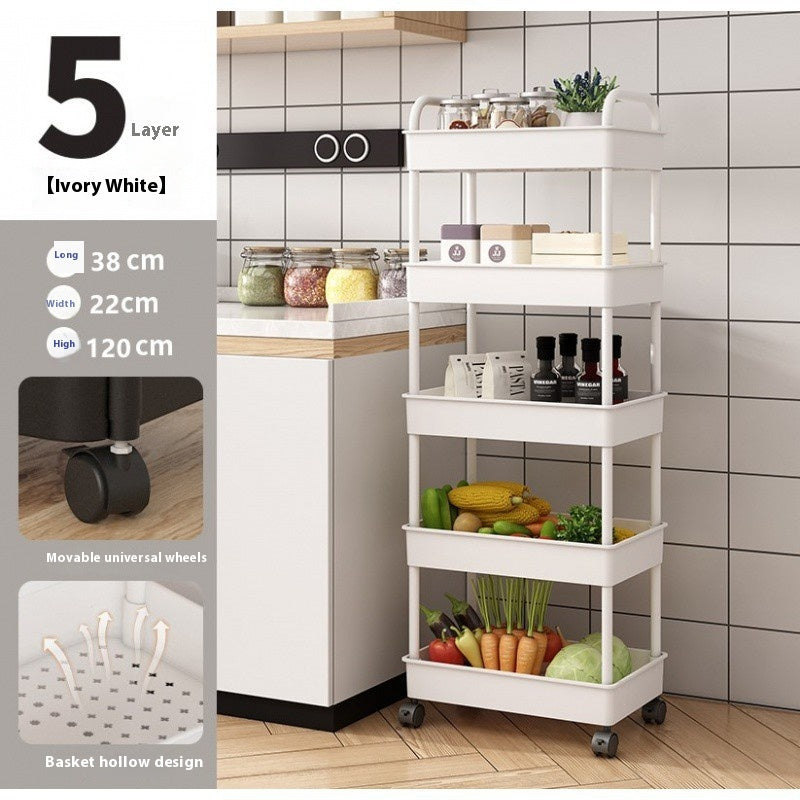 Multi-Layer Mobile Kitchen Trolley Rack with Wheels - Storage & Organization