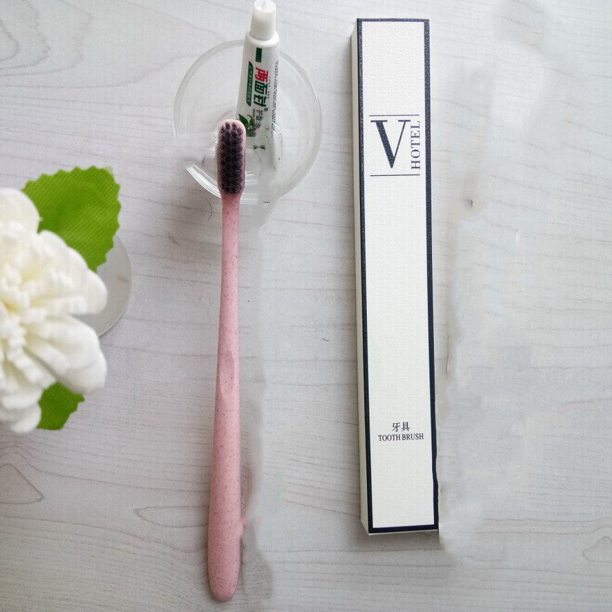Disposable Wheat Straw Toothbrush Set with Toiletry Accessories