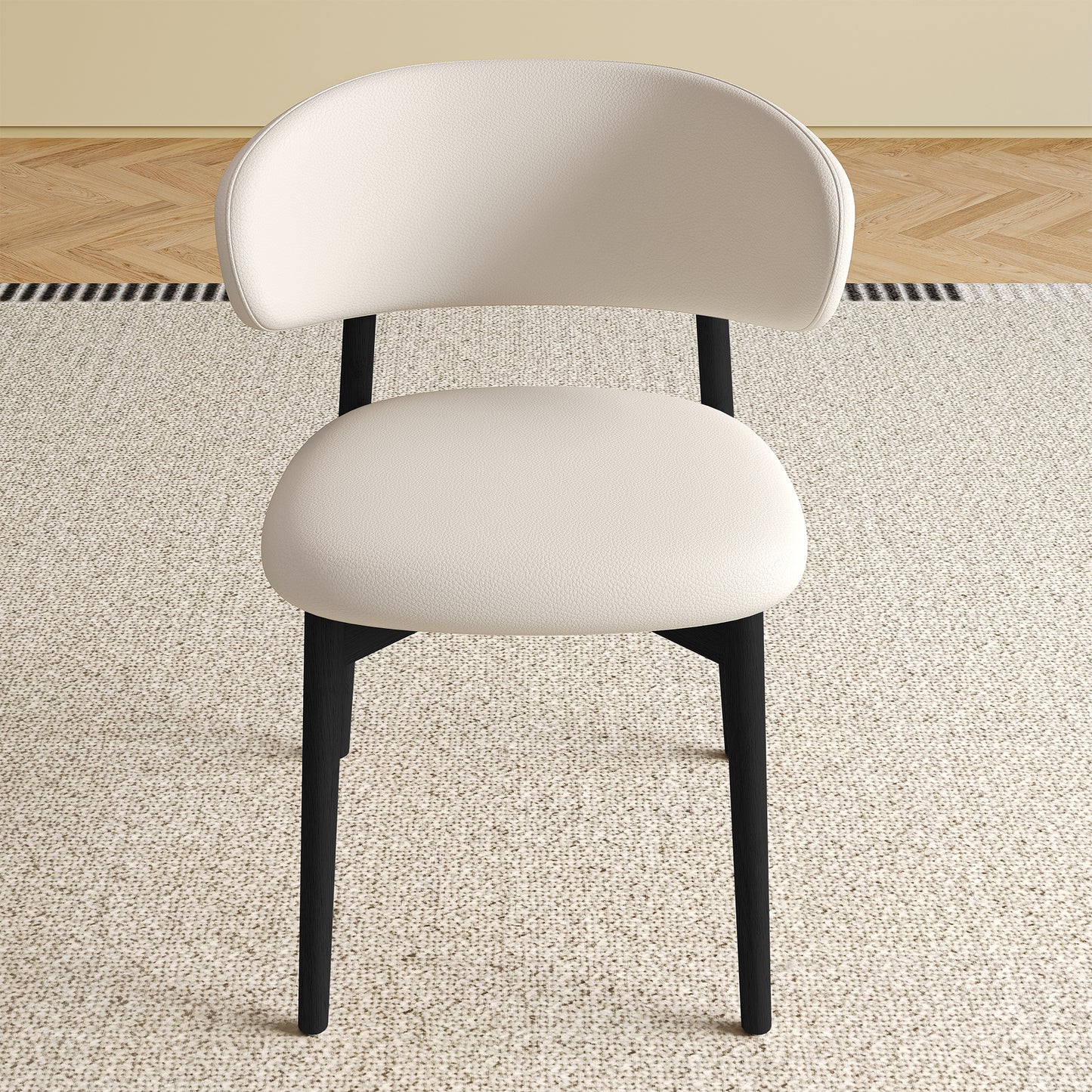 Mid-Century Modern Dining Chairs - Set of 2, Black Wood