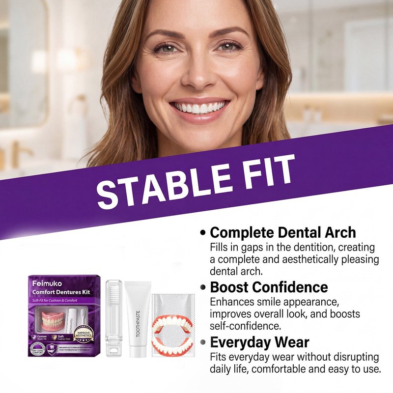 Dental Prosthesis Restoration Set with Gel Adhesive & Care Kit