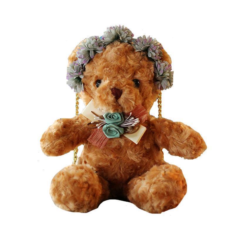 Cute Plush Bear Bag Backpack with Chain - Japanese Velvet Storage Accessory