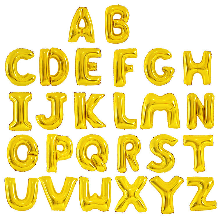 Gold Letter Balloon Set for Birthday Wedding Celebration - Aluminum Foil Party Decor