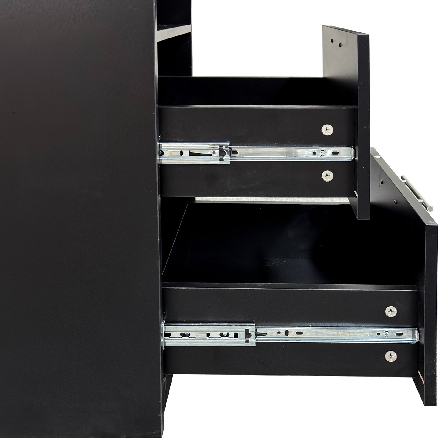 Tall Kitchen Storage Cabinet with 1 Door & 2 Drawers - Black