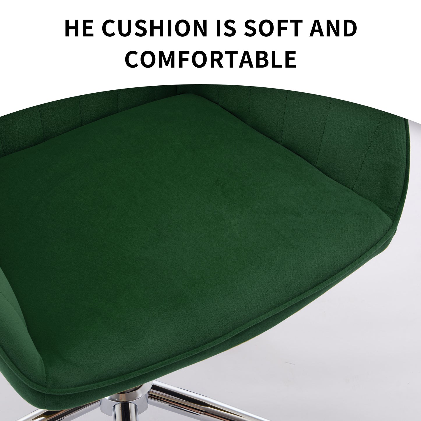Ergonomic Adjustable Office Chair - Green Velvet Swivel Design