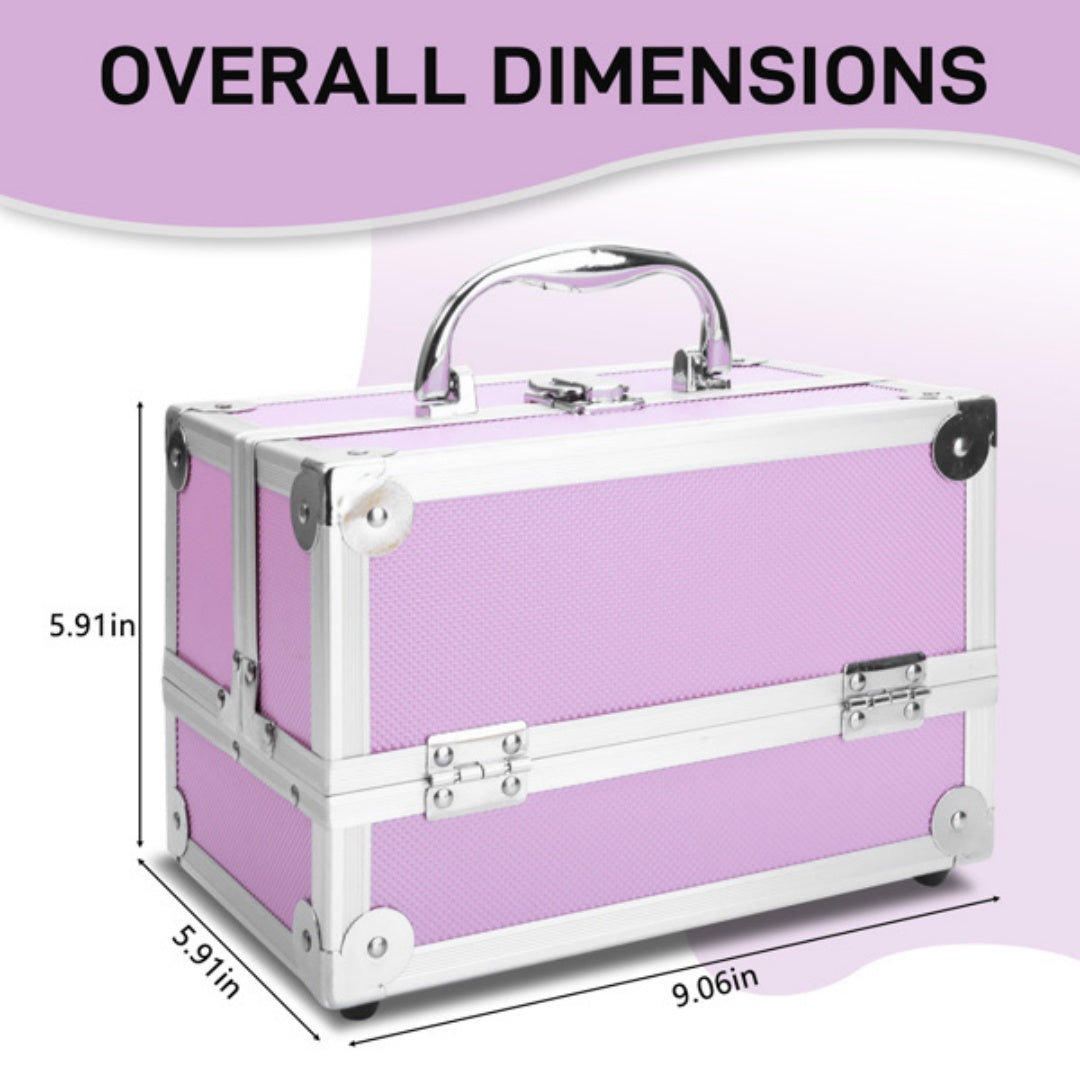 Pink Aluminum Makeup Train Case with Mirror - SM-2176