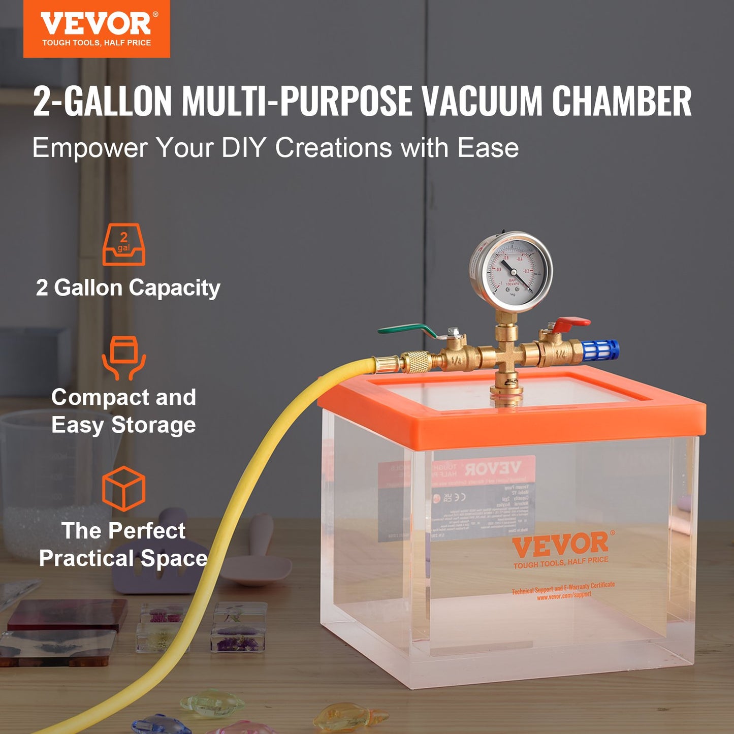 2 Gallon Acrylic Vacuum Degassing Chamber for Resin & Silicone