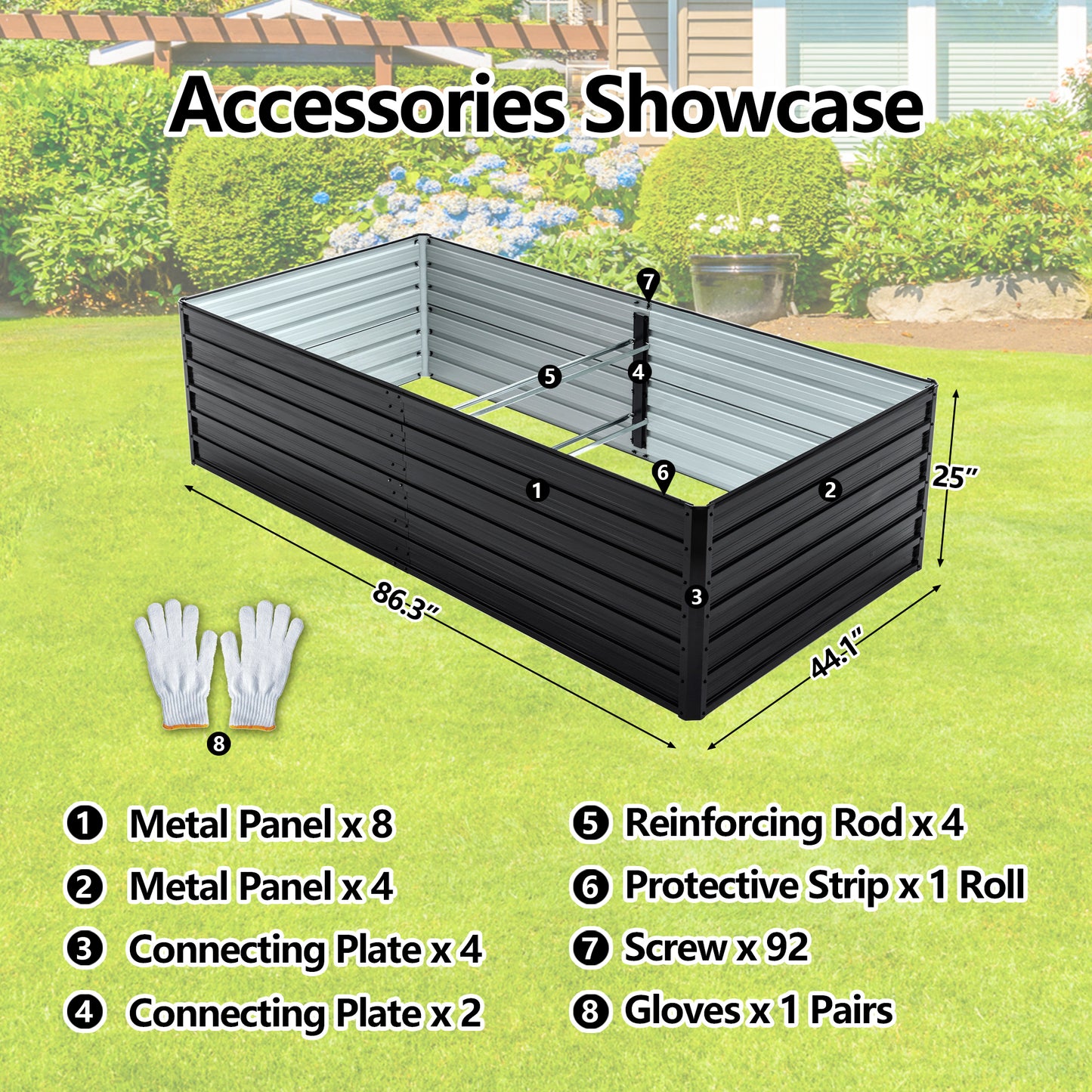 Raised Garden Bed Kit - 2 Pack 8x4x2 FT Galvanized Metal Planters