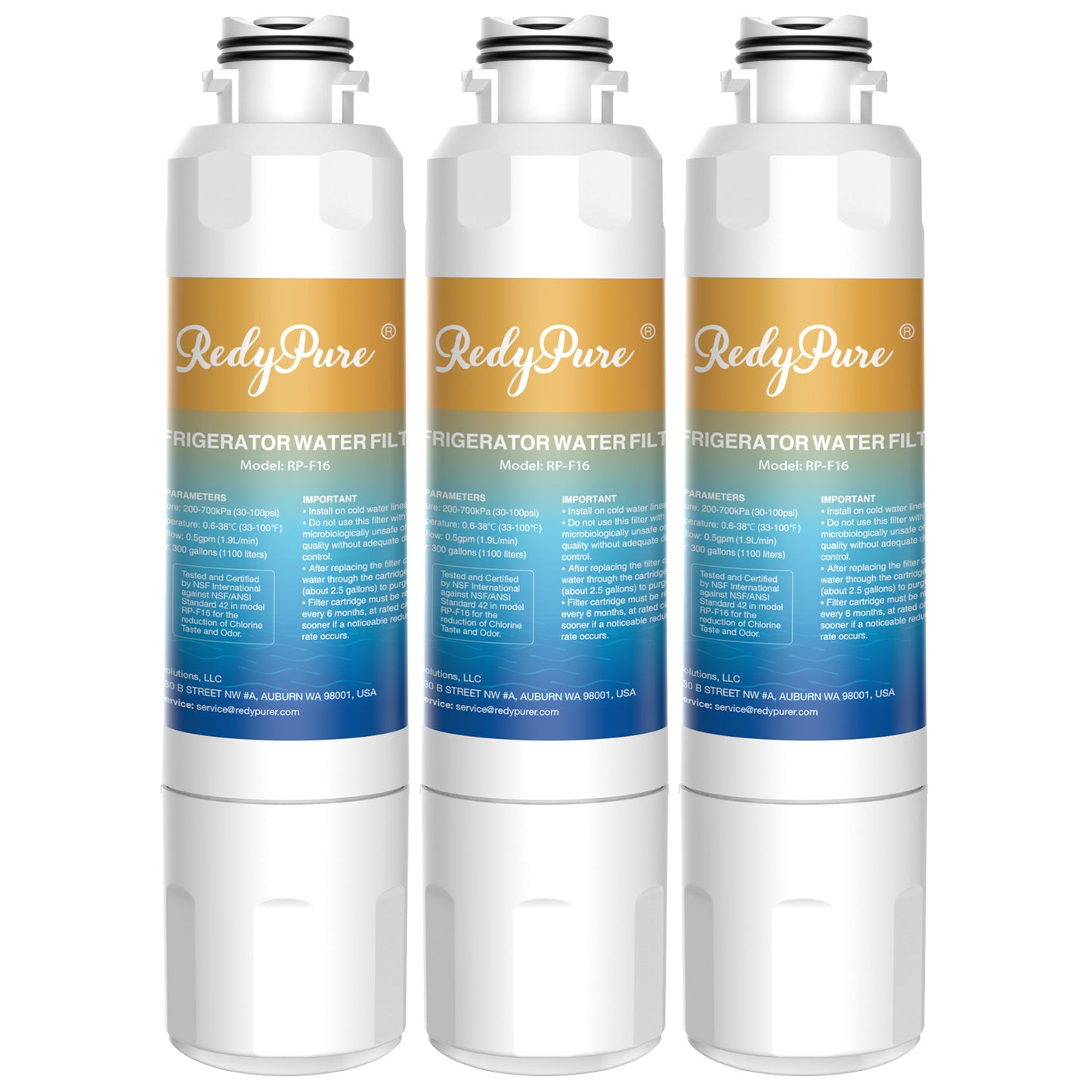 3-Pack Refrigerator Water Filter Replacement - NSF Certified