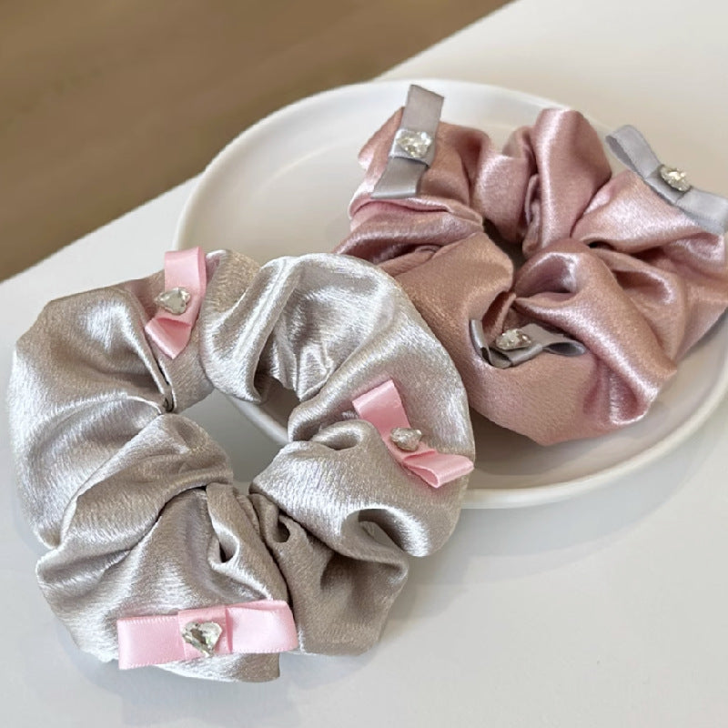 Large Intestine Hair Ring with Satin Bow - Elastic Hair Accessory for Women