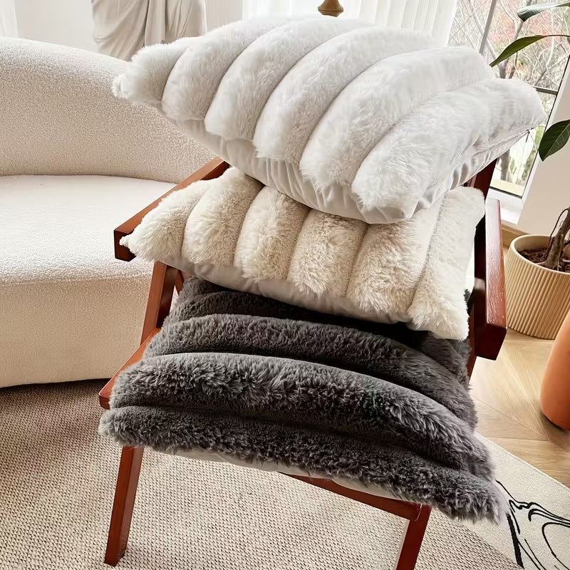 Large Plush Pillowcase Solid Color Cushion Cover Sofa Decor 45x45cm