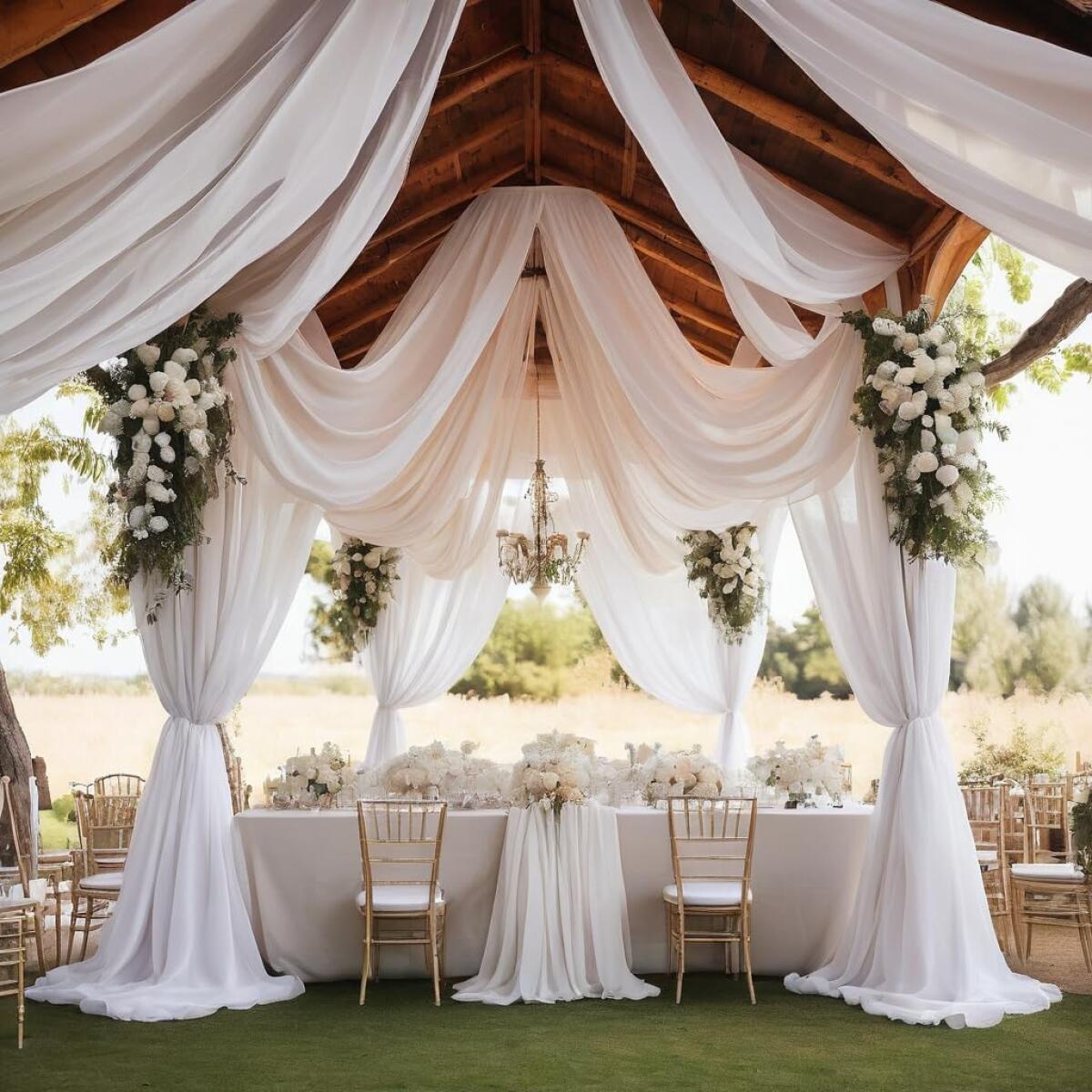 White Wedding Arch Draping Fabric - Polyester Arch Drapery