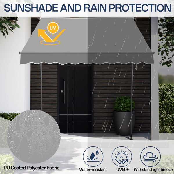 Retractable Canopy Awning - Grey Polyester Shade Shelter
