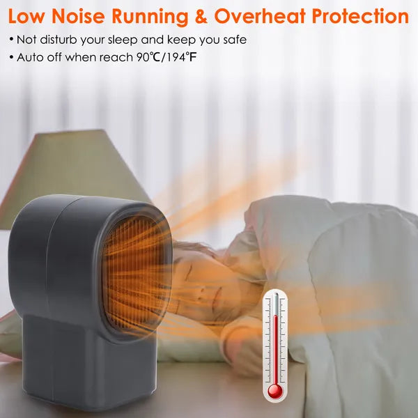 400W Portable Mini Space Heater for Home Office Small Room Black