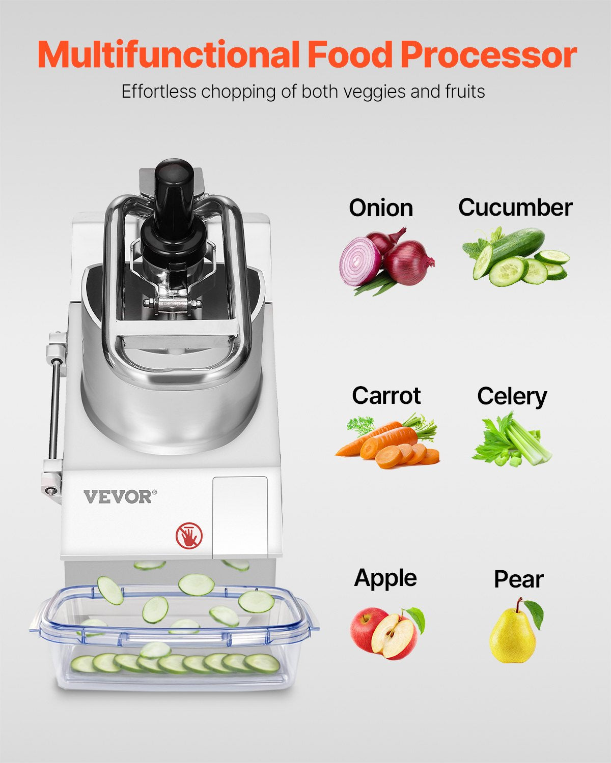 Food Processor Vegetable Chopper with 6 Blades - Stainless Steel Kitchen Appliance
