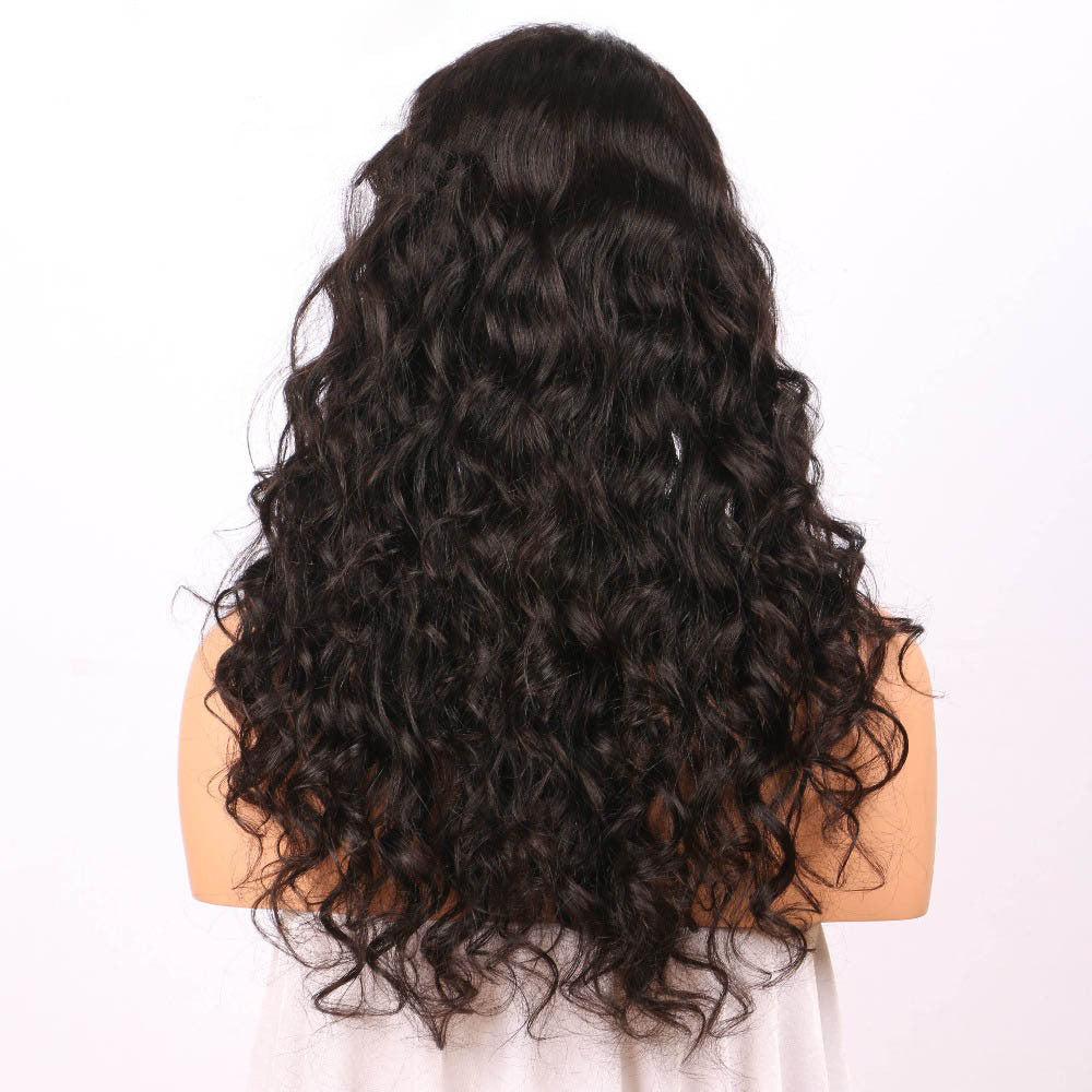 Long Curly Synthetic Wig with Oblique Bangs for Ladies - Fashion Hair Headgear