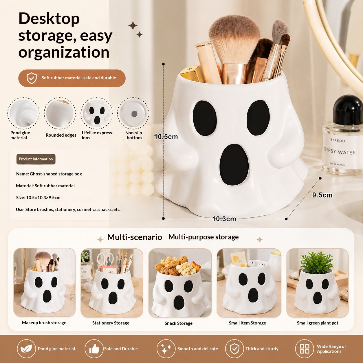Ghost Snack Bucket Halloween Party Decor - Plastic Resin Ornament