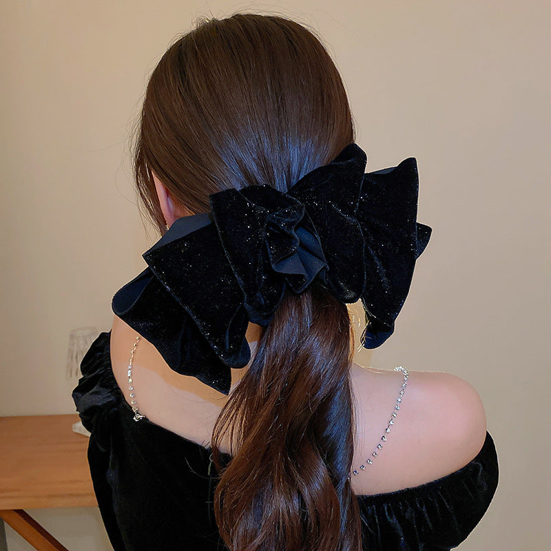 Velvet Bow Hair Clip with Spring Clip
