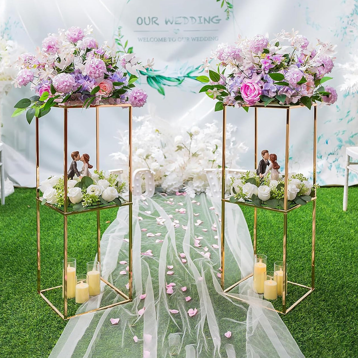 Gold Flower Stands - 2 Pack 31.5 Inch Metal Centerpieces