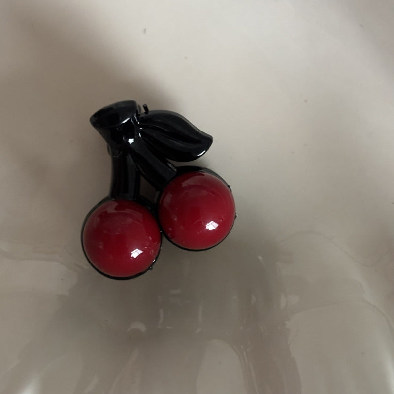 Cute Cherry Hair Clip Small Acrylic - Red