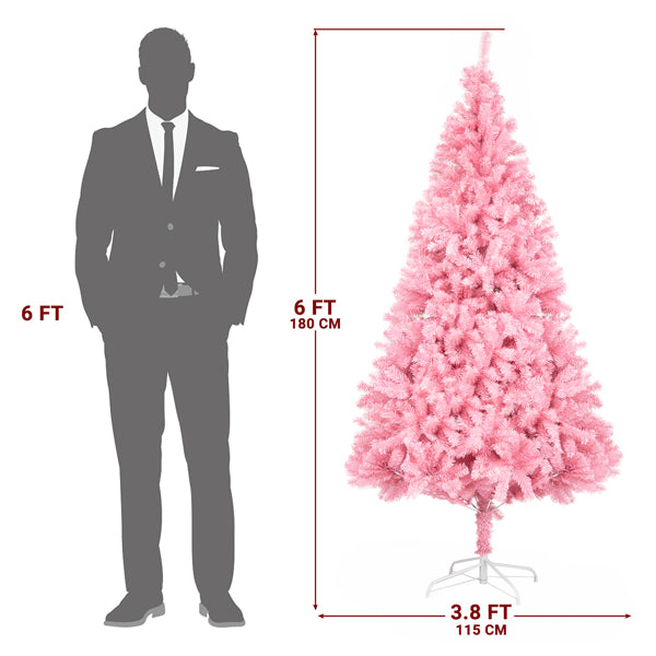 6ft Pink PVC Christmas Tree - Lush Holiday Decoration