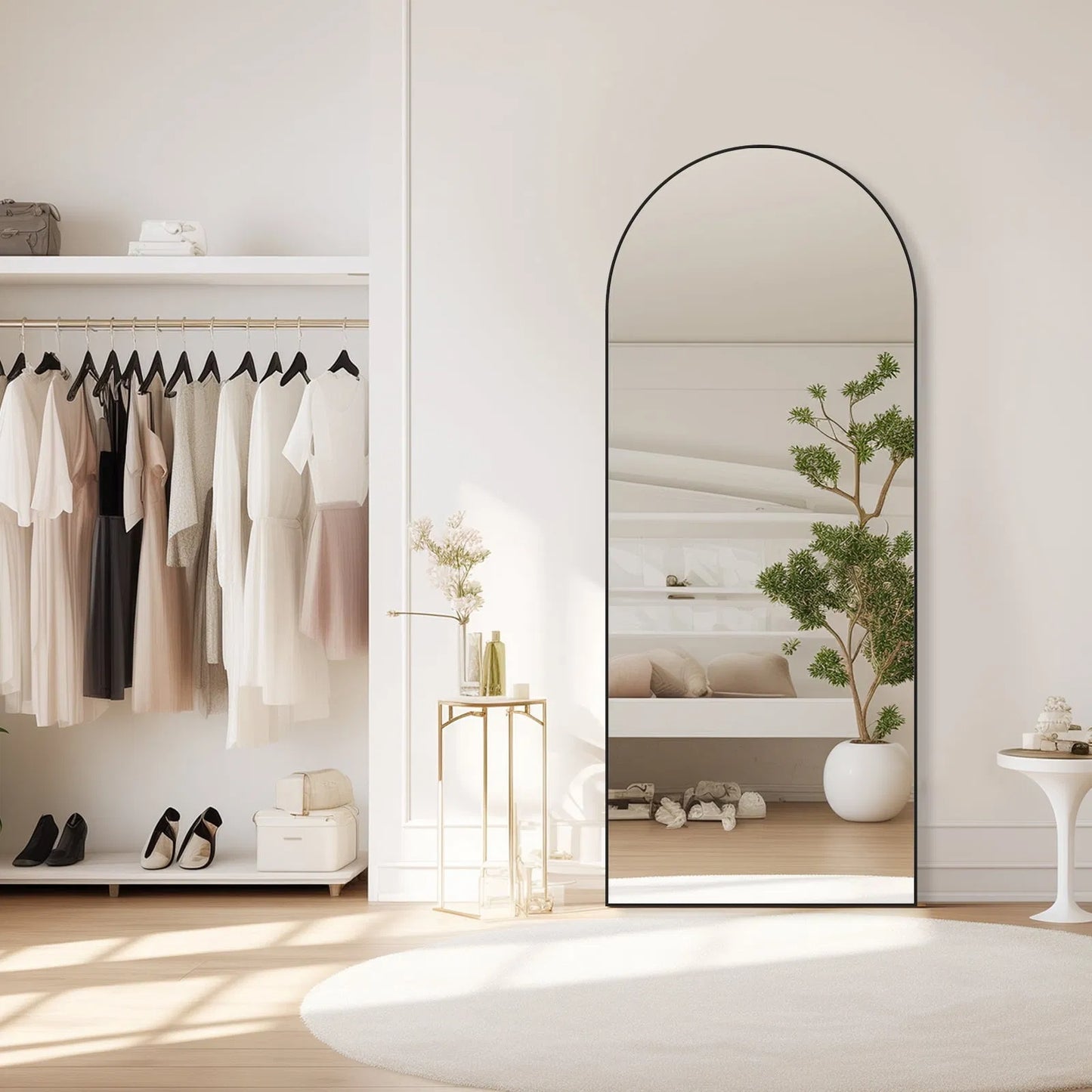 71x26 Inch Arched Full Length Floor Mirror with Aluminum Alloy Frame