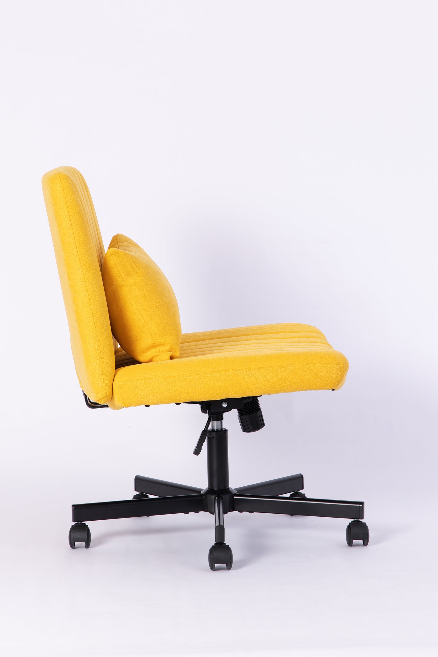 Yellow Linen Criss Cross Office Chair with Wheels - Ergonomic Design