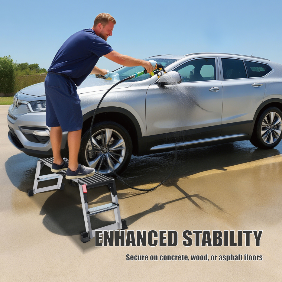 Heavy Duty Aluminum Folding Work Platform - 660 Lb Load Capacity for Painting, Cleaning, Vehicle Washing