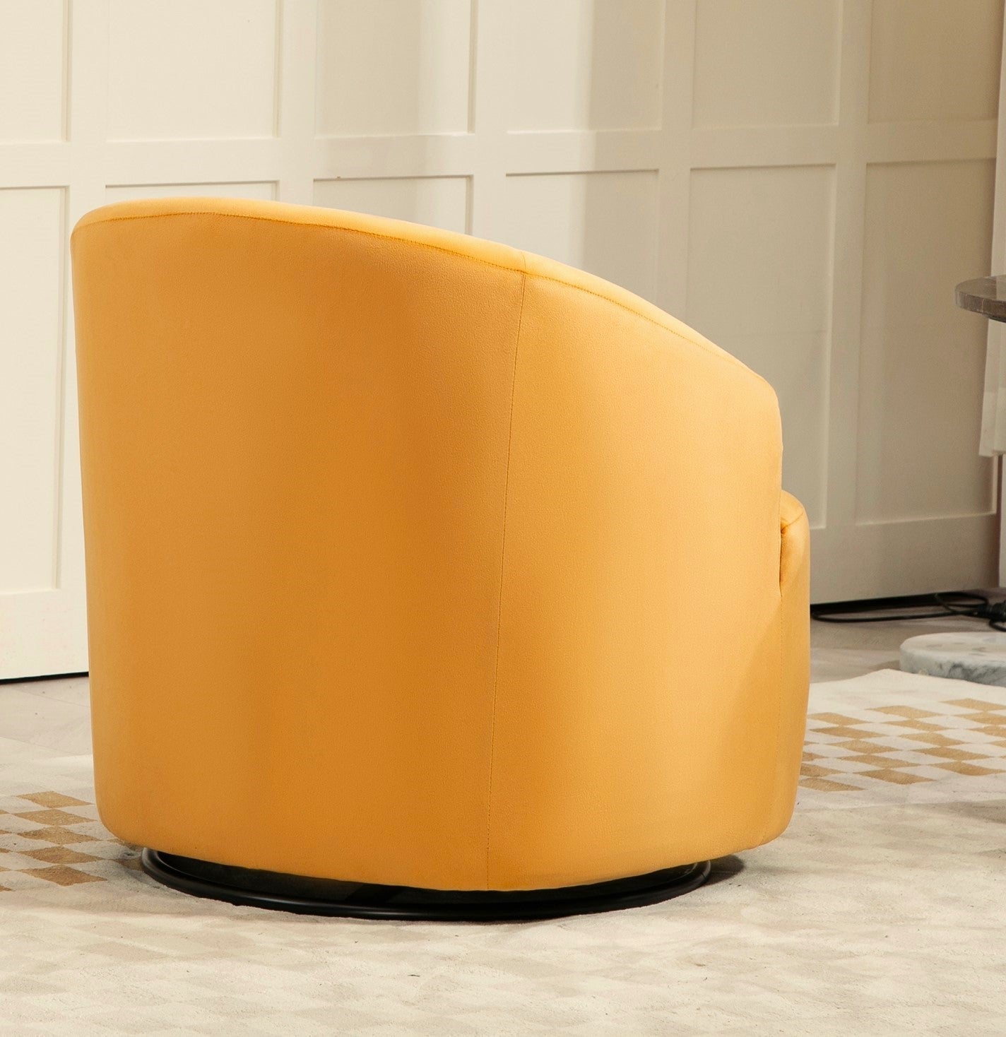 365 Degree Swivel Barrel Accent Chair, Velvet Upholstered Curved