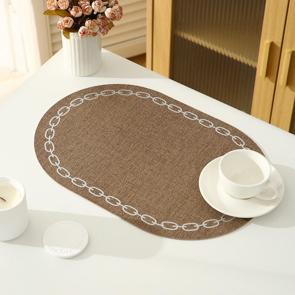 Nordic-Style Linen-Textured Leather Chain-Link Placemat - Home Decor
