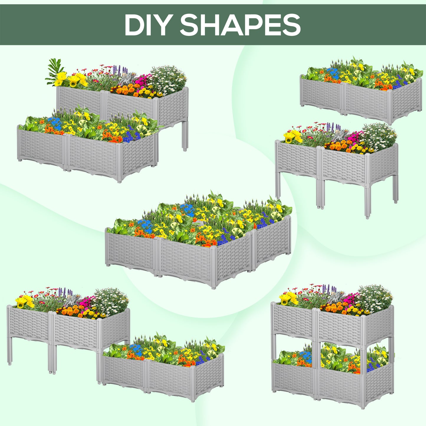 4-Piece Raised Garden Bed with Legs, Self-Watering Planter Box for Flowers Herbs Vegetables - Gray