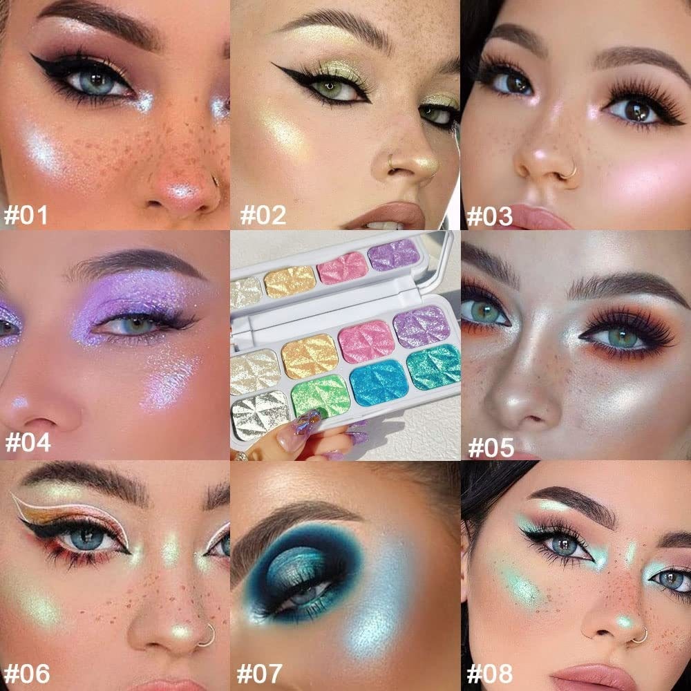 8-Color Macaron Chameleon Eyeshadow Palette - Multichrome Glitter Highlighter