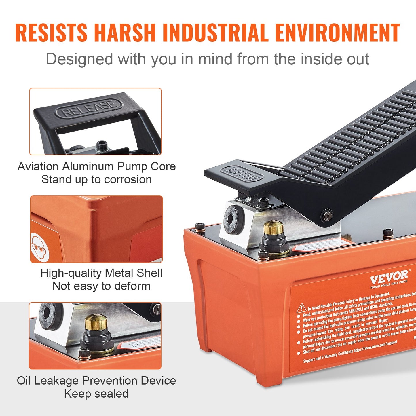 Air Hydraulic Pump 10,000 PSI Foot Operated Auto Body Frame Tool - Orange